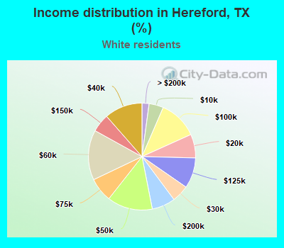 Income distribution in Hereford, TX (%)