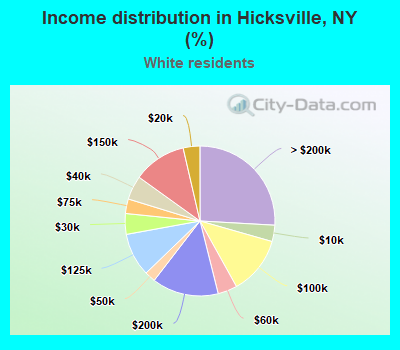 Income distribution in Hicksville, NY (%)