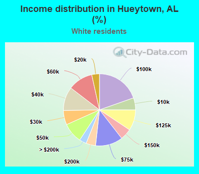 Income distribution in Hueytown, AL (%)