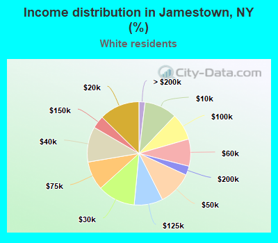 Income distribution in Jamestown, NY (%)