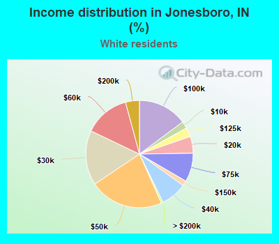 Income distribution in Jonesboro, IN (%)