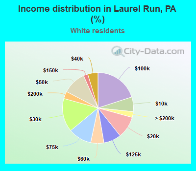 Income distribution in Laurel Run, PA (%)
