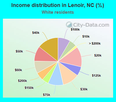 Income distribution in Lenoir, NC (%)