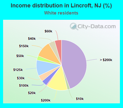 Income distribution in Lincroft, NJ (%)