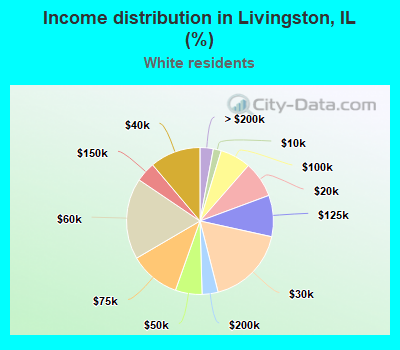 Income distribution in Livingston, IL (%)