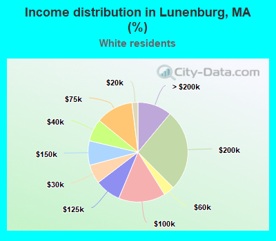 Income distribution in Lunenburg, MA (%)