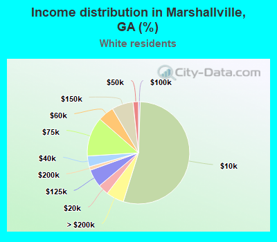 Income distribution in Marshallville, GA (%)