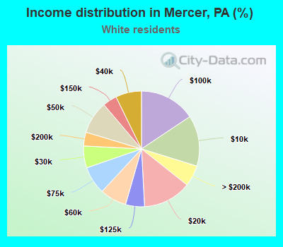 Income distribution in Mercer, PA (%)