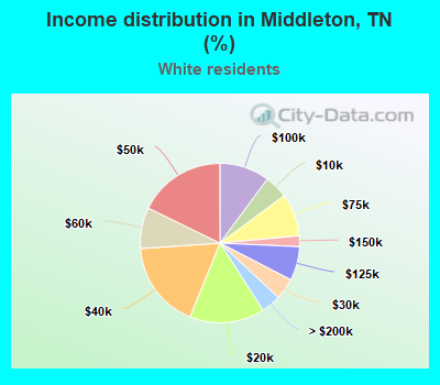 Income distribution in Middleton, TN (%)