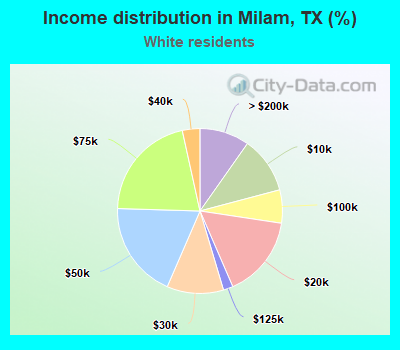 Income distribution in Milam, TX (%)