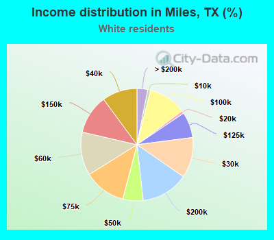 Income distribution in Miles, TX (%)