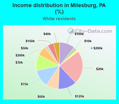 Income distribution in Milesburg, PA (%)