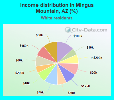 Income distribution in Mingus Mountain, AZ (%)