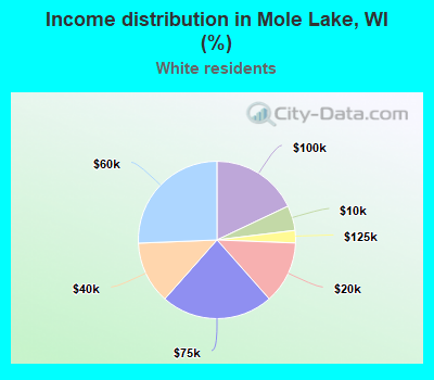 Income distribution in Mole Lake, WI (%)