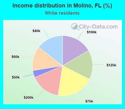 Income distribution in Molino, FL (%)
