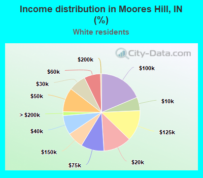 Income distribution in Moores Hill, IN (%)