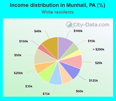 Income distribution in Munhall, PA (%)