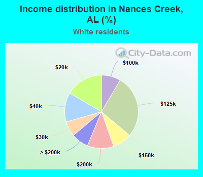 Income distribution in Nances Creek, AL (%)