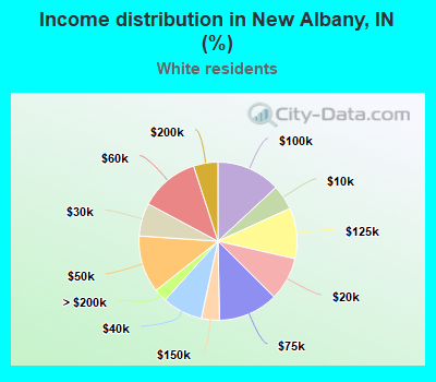 Income distribution in New Albany, IN (%)
