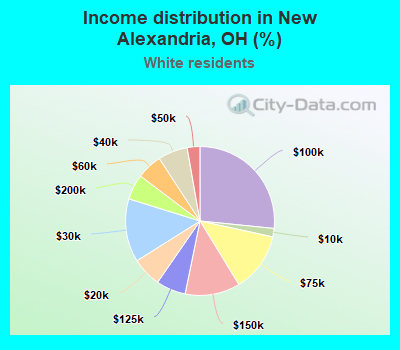 Income distribution in New Alexandria, OH (%)