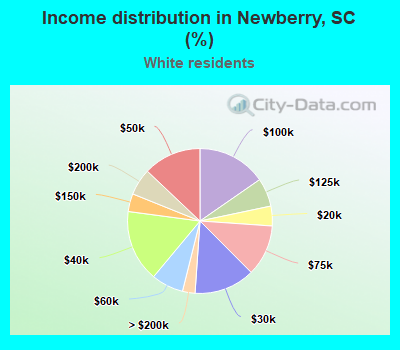 Income distribution in Newberry, SC (%)