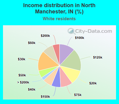 Income distribution in North Manchester, IN (%)