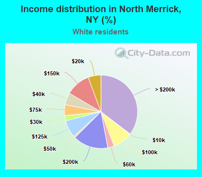 Income distribution in North Merrick, NY (%)