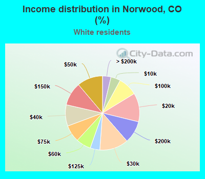 Income distribution in Norwood, CO (%)