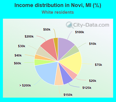 Income distribution in Novi, MI (%)