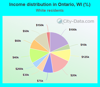 Income distribution in Ontario, WI (%)