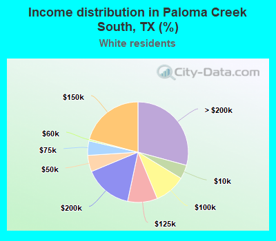Income distribution in Paloma Creek South, TX (%)