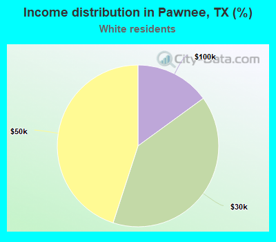 Income distribution in Pawnee, TX (%)