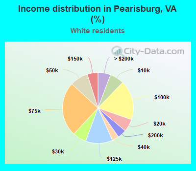Income distribution in Pearisburg, VA (%)