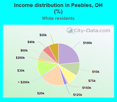 Income distribution in Peebles, OH (%)