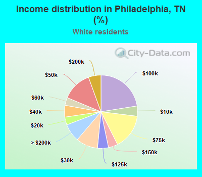 Income distribution in Philadelphia, TN (%)