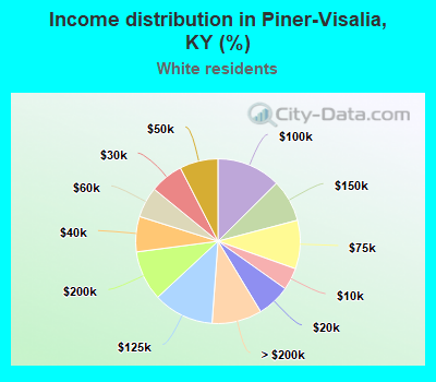 Income distribution in Piner-Visalia, KY (%)