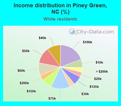 Income distribution in Piney Green, NC (%)