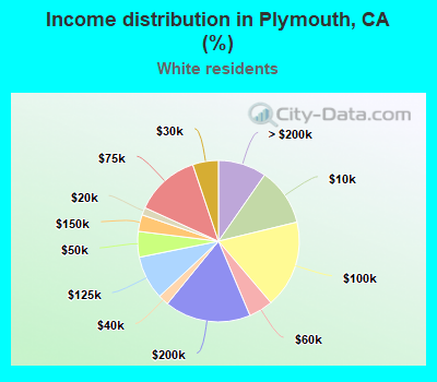 Income distribution in Plymouth, CA (%)