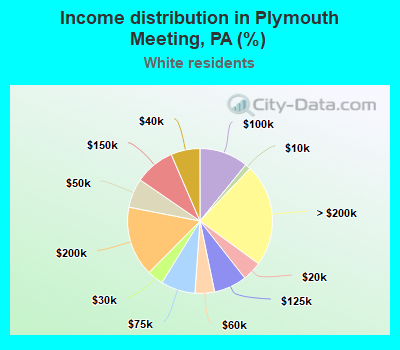 Income distribution in Plymouth Meeting, PA (%)