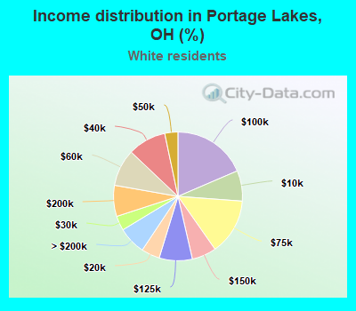 Income distribution in Portage Lakes, OH (%)