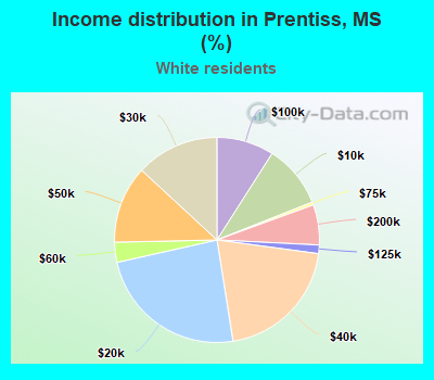 Income distribution in Prentiss, MS (%)