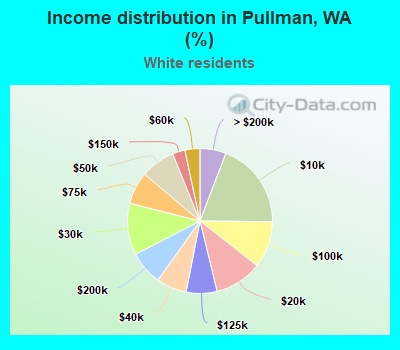 Income distribution in Pullman, WA (%)