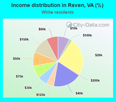 Income distribution in Raven, VA (%)