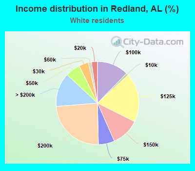 Income distribution in Redland, AL (%)
