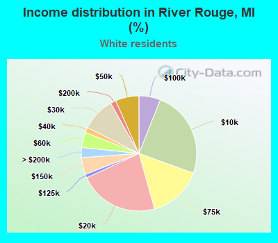 Income distribution in River Rouge, MI (%)