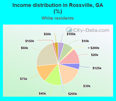 Income distribution in Rossville, GA (%)
