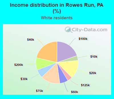 Income distribution in Rowes Run, PA (%)