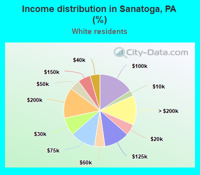 Income distribution in Sanatoga, PA (%)