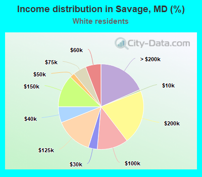 Income distribution in Savage, MD (%)
