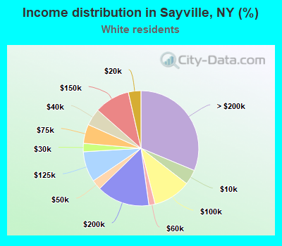 Income distribution in Sayville, NY (%)